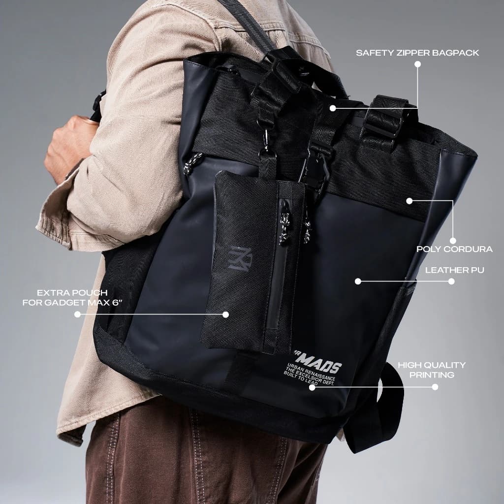 Mr Mads - Velkan Backpack Pria - Tas Ransel Pria Wanita Tas Punggung Pria Outdoor Free Pouch Kapasitas Besar Tas laptop 15 Inc - Waterproof