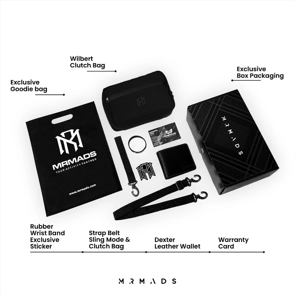 Mr Mads - Sling Bag Pria WILBERT Clutch Bag Multyfungsi 3 in 1 Hand Bag Cowok Waterproof Tas Tangan Anti Air Sling Bag Kulit Waistbag