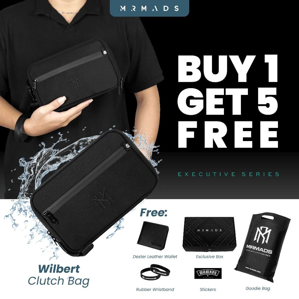 Mr Mads - Sling Bag Pria WILBERT Clutch Bag Multyfungsi 3 in 1 Hand Bag Cowok Waterproof Tas Tangan Anti Air Sling Bag Kulit Waistbag