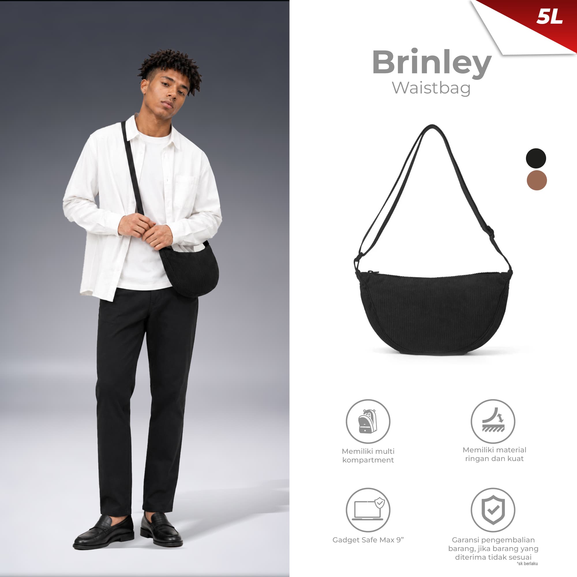 Mr Mads - Brinley Waist Bag - Tas Pinggang Selempang Pria Waistbag Pria Crossbody & Shoulder Bags