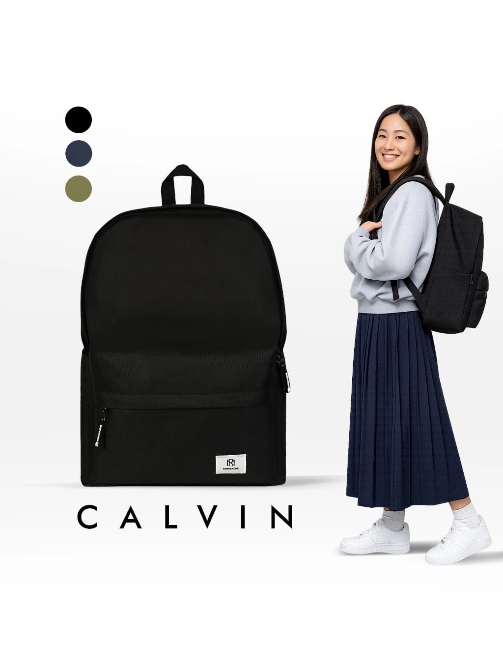 Mr Mads - Tas Ransel Calvin Black Backpack