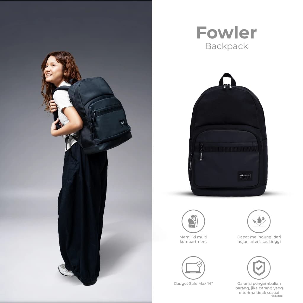 Mr Mads - Backpack FOWLER Tas Ransel Laptop Pria Wanita Tas Punggung Perempuan Tas Sekolah Tas Kuliah Tas Leptop 14-16 inch