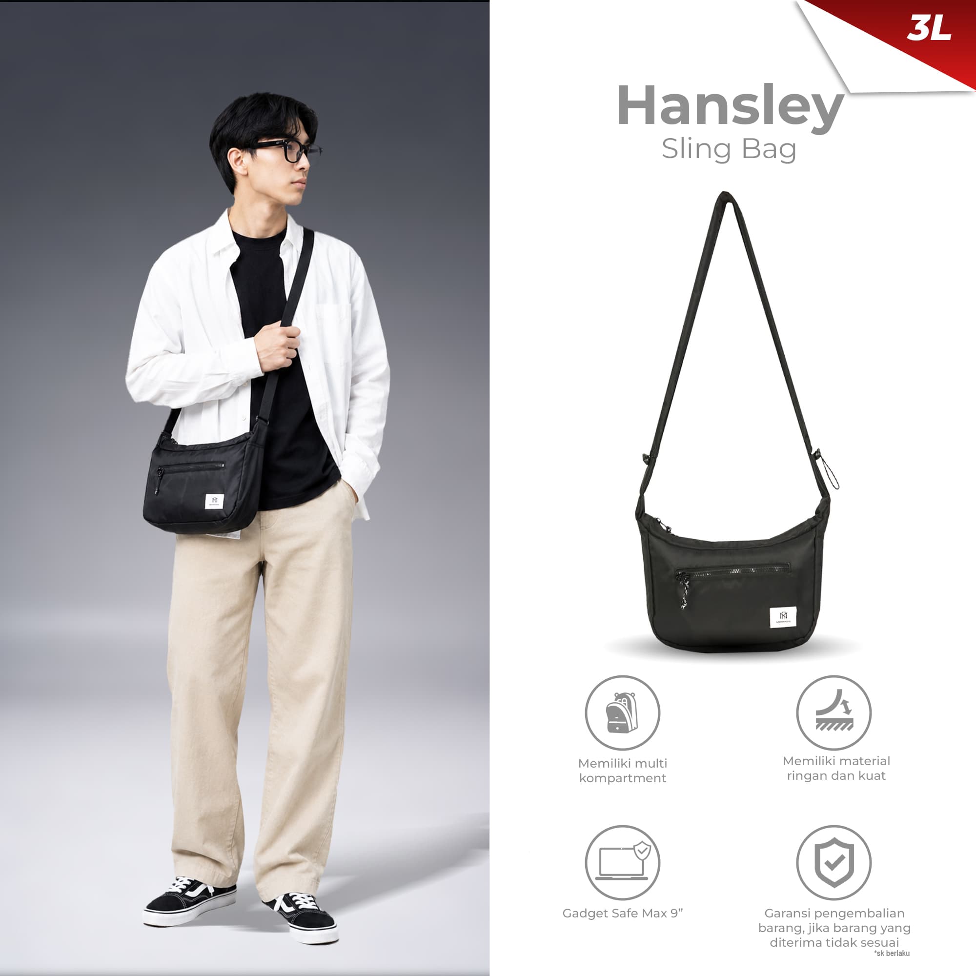 Mr Mads - Hansley Sling Bag Tas Selempang Pria Waistbag Pria crossbody & shoulder bags