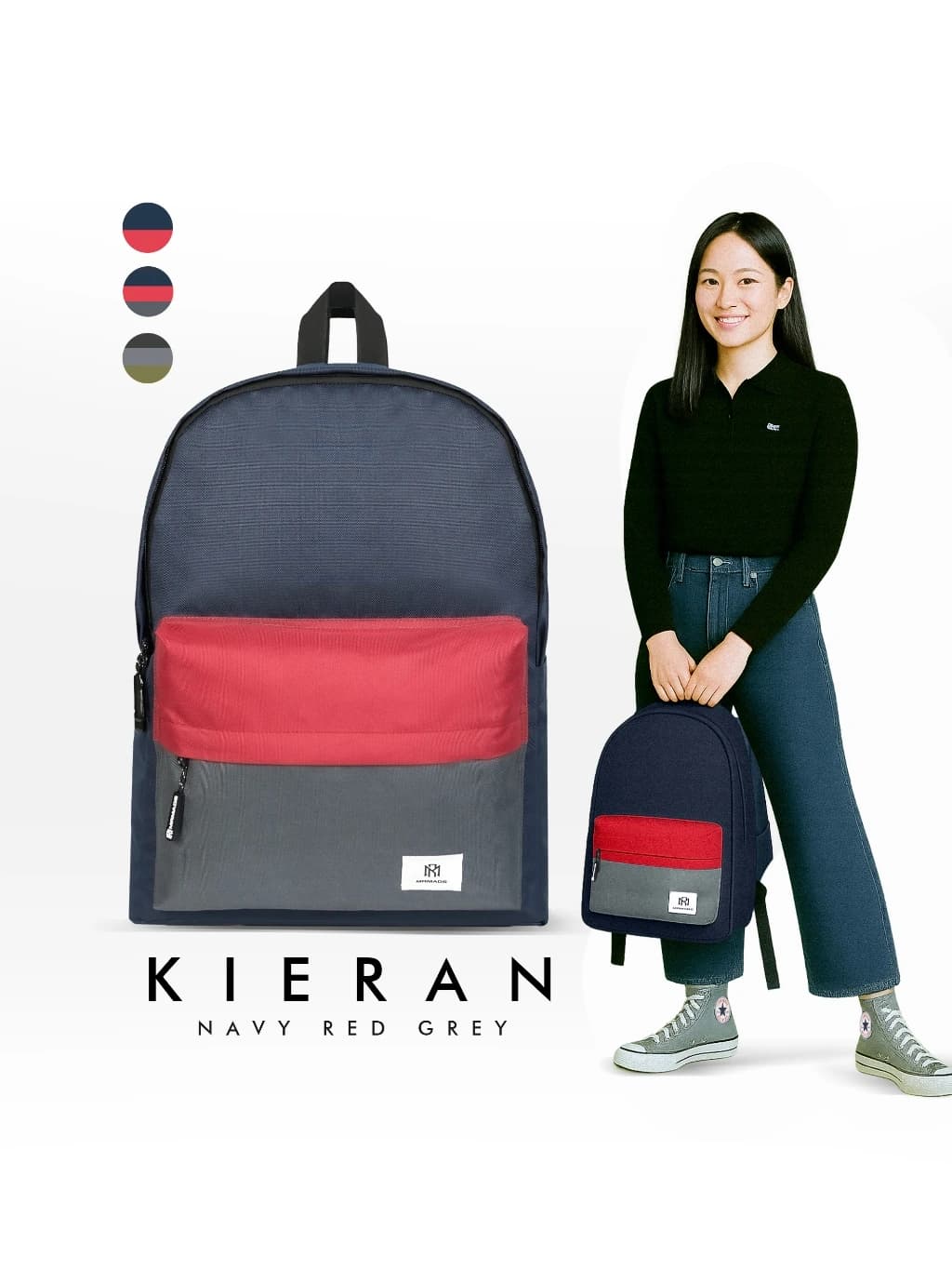 Mr Mads - Tas Ransel Kieran Navy Red Backpack