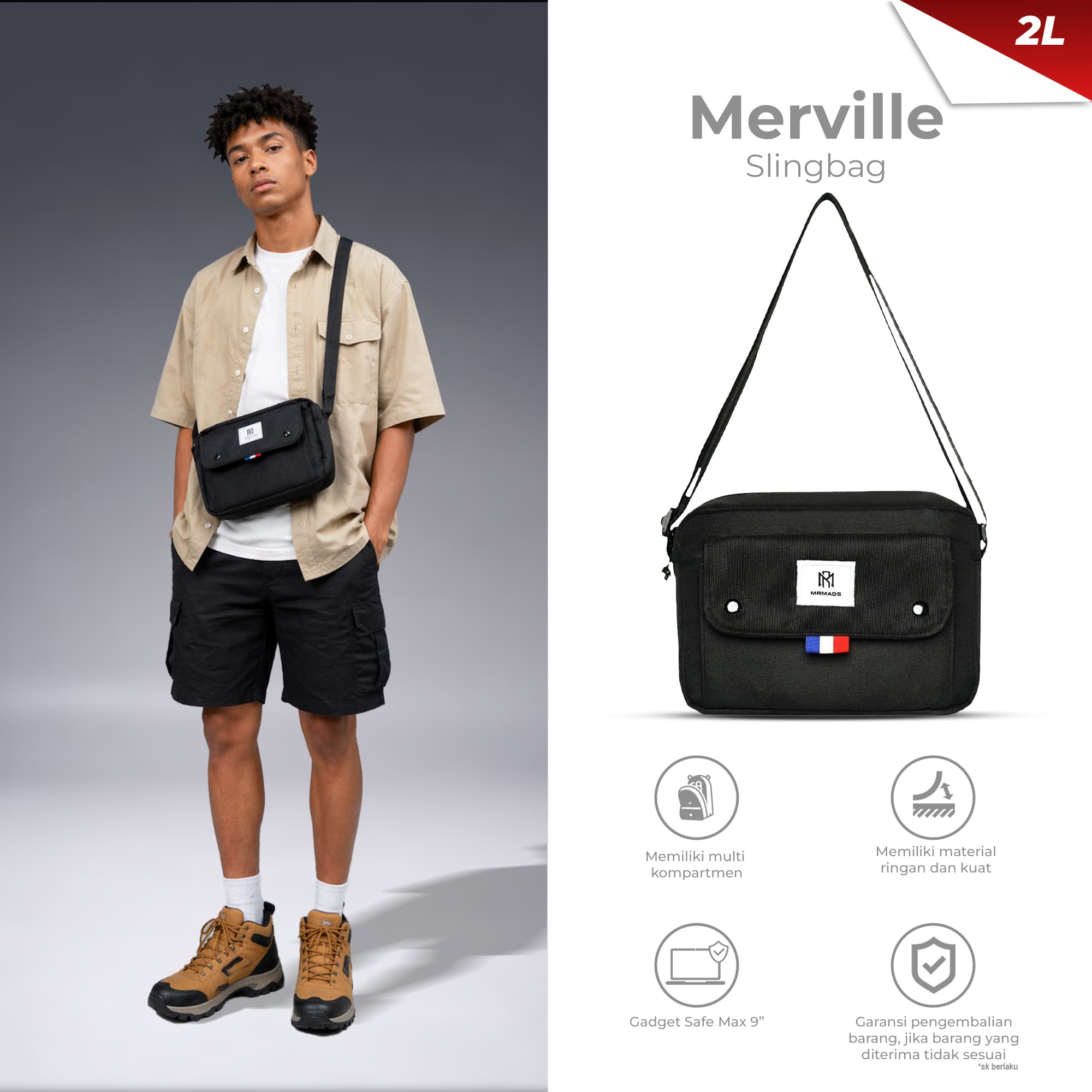 Mr Mads - Merville Sling Bag Tas Selempang Pria Waistbag Pria crossbody & shoulder bags