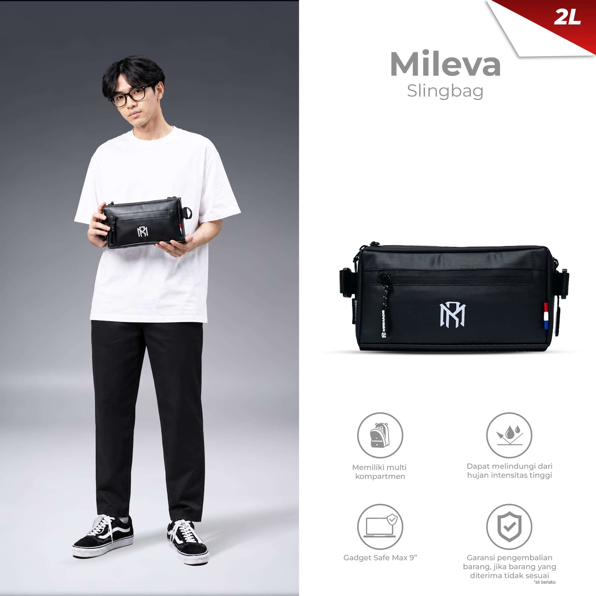 Mr Mads - Mileva Clutch Bag - Hand Bag Sling Bag Pouch Bag Hanging Bag Tas Selempang HP Dompet - Organizer Card Pocket Waterproof Multifungsi