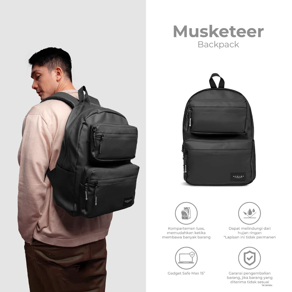 Mr Mads - Musketeer Backpack Pria - Tas Ransel Pria Wanita Tas Punggung Pria Outdoor Kapasitas Besar Tas laptop 14 Inc - Waterproof