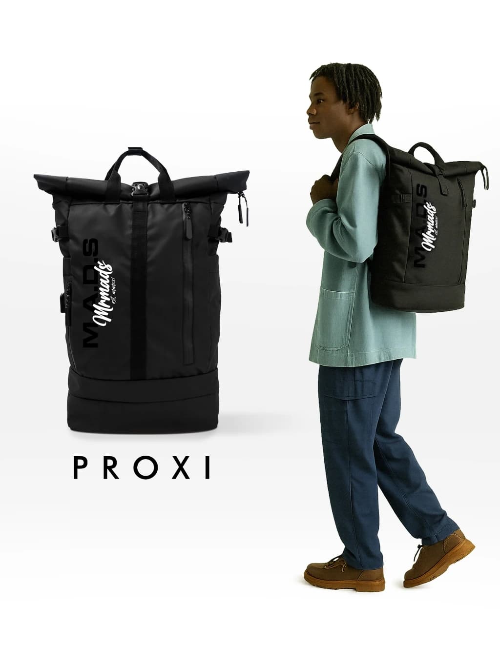 Mr Mads - Tas Ransel Pria - Proxi Backpack - Tas Backpack Unisex Up To 15.6 Inch - Tas Punggung Pria - Kapasitas (26L + 2L) - Waterproof