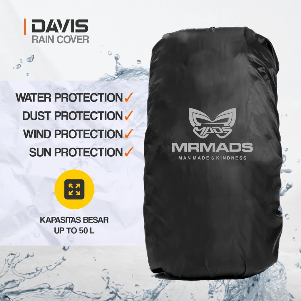 Mr Mads - Davis Rain Cover for Bag - Kover Hujan untuk Tas - Coating Waterproof Outdoor
