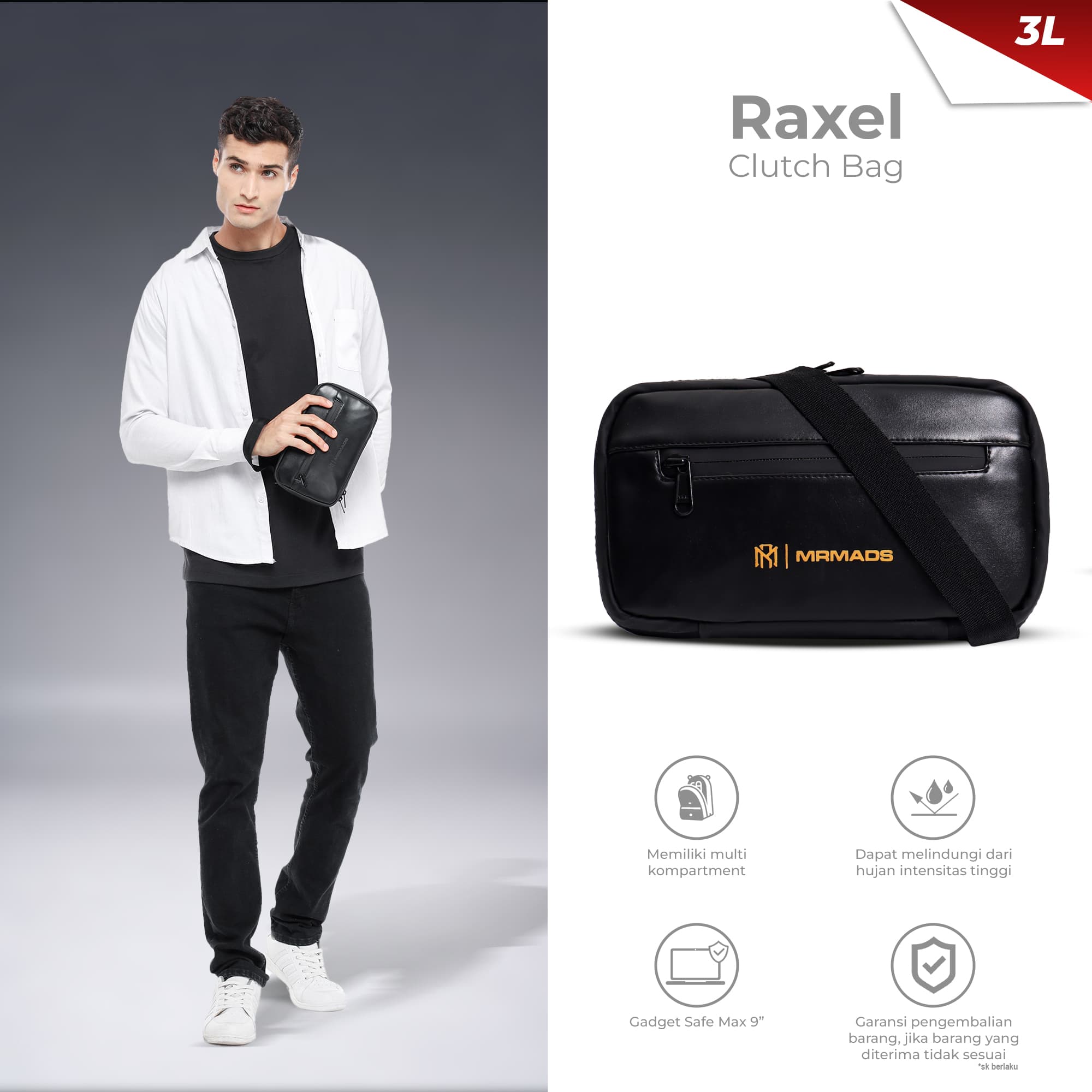 MR MADS - Tas Selempang Pria "RAXEL" Clutch Bag - Sling Bag Waterproof
