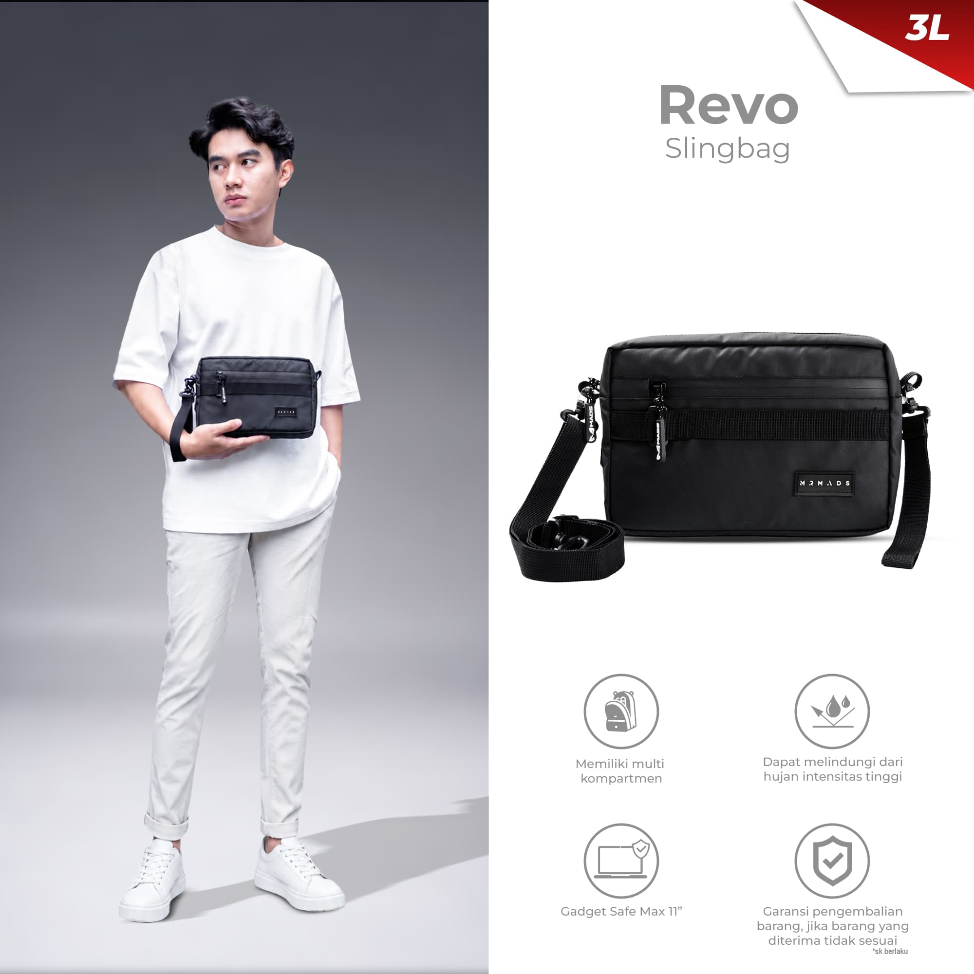 Mr Mads - Revo Clutch Bag - Sling Bag Pouch Pria Wanita (Unisex) - Waterproof
